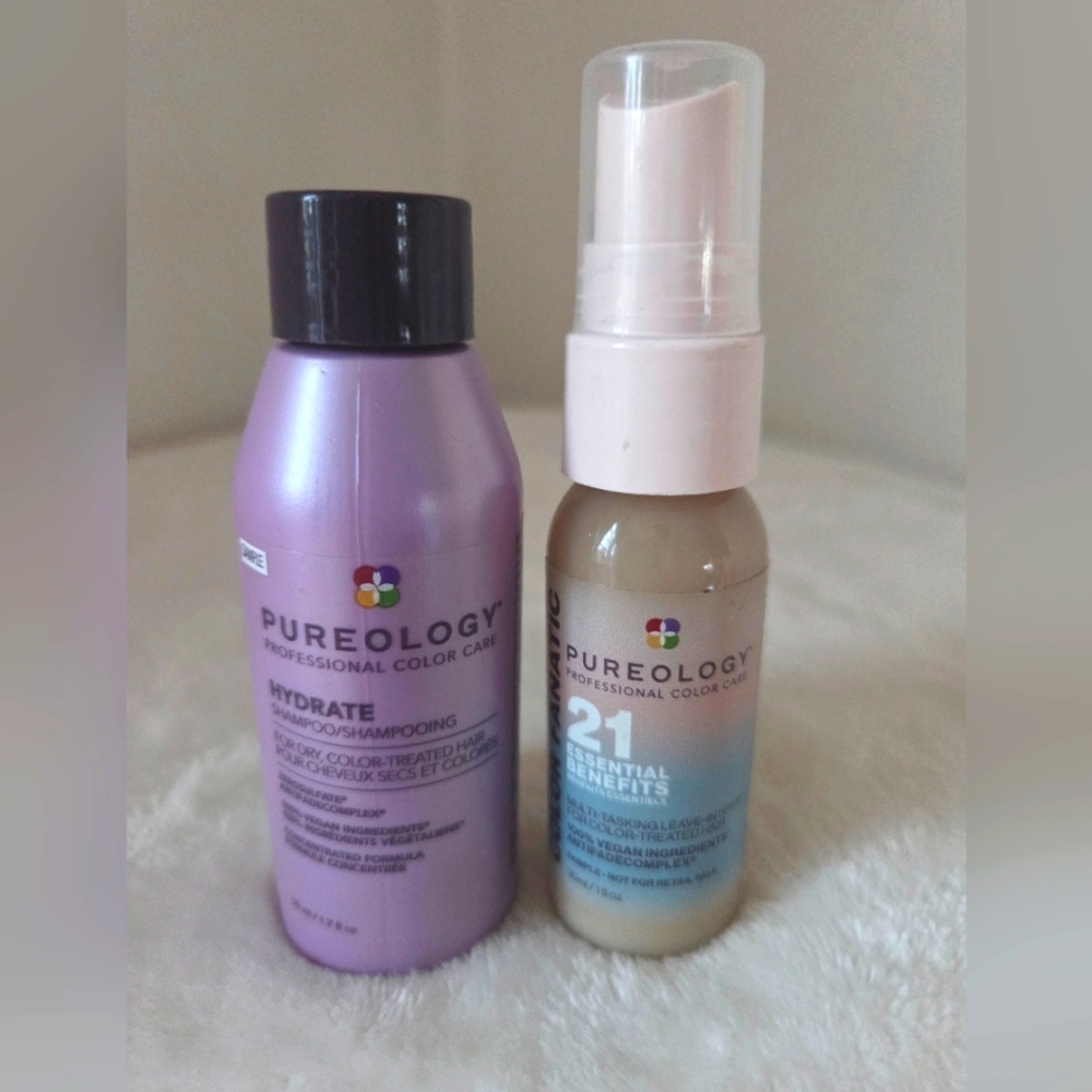 🦋2/$30! PUREOLOGY 2-piece set Hydrate Shampoo & 21 Benefits Spray Travel size